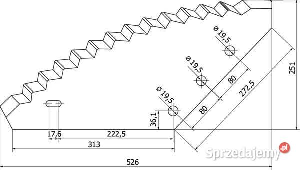 Nóż paszowozu 528x274x6 mm 195 mm z węglikiem Do maszyn uprawowych Kamionna