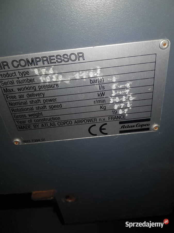 Kompresor bezolejowy Atlas copco sf8 Brodnica