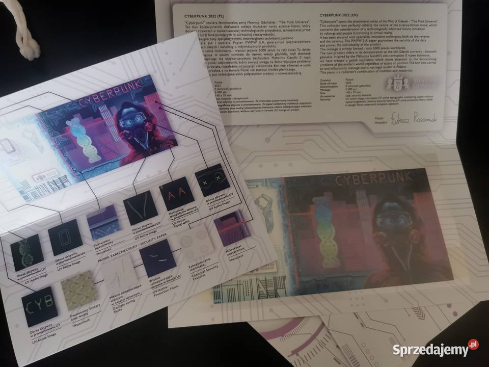 Banknot kolekcjonerski Cyber Punk zestaw UNC Głogów sprzedam