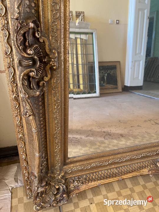 Ogromne kryształowe lustro w rzeźbionej ramie dolnośląskie Bystrzyca Kłodzka sprzedam