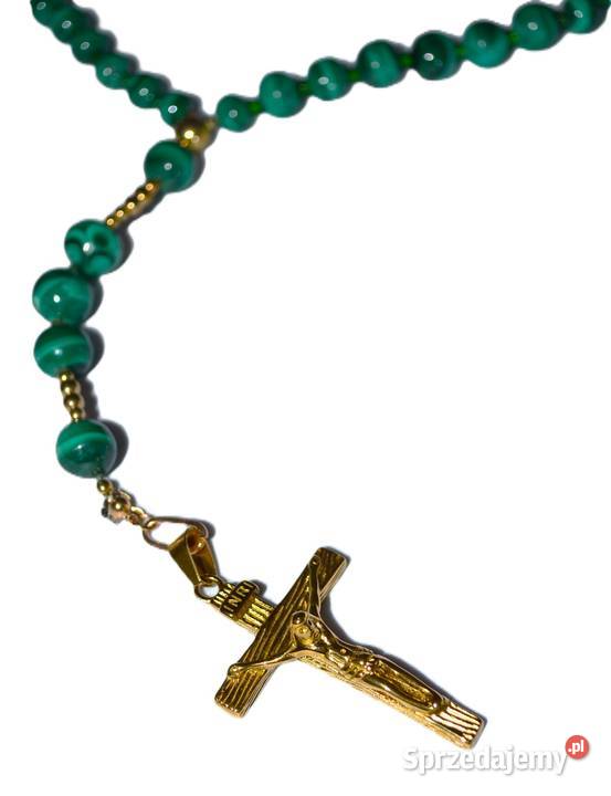 Różaniec kamień naturalny MALACHIT zielony Lębork