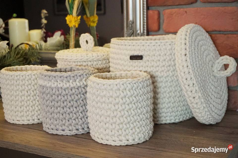 Komplet koszyków pokrywki polskie rękodzieło Józefów