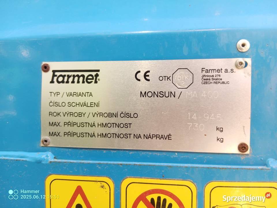 Siewnik Pneumatyczny Farmet Monsun MA400 Zwanowice