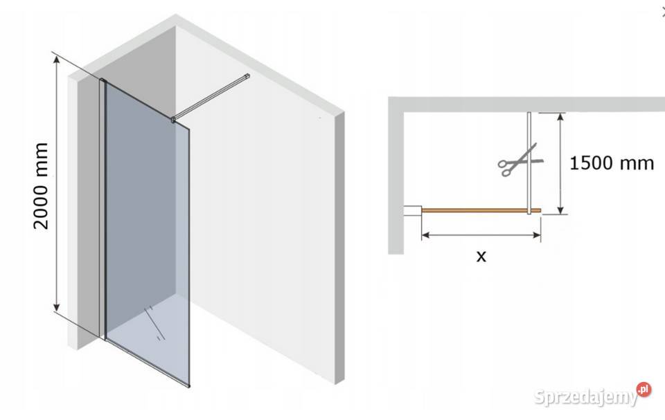 ŚCIANKA PRYSZNICOWA 50 do 140 x200 szkło 8 mm podlaskie Choroszcz