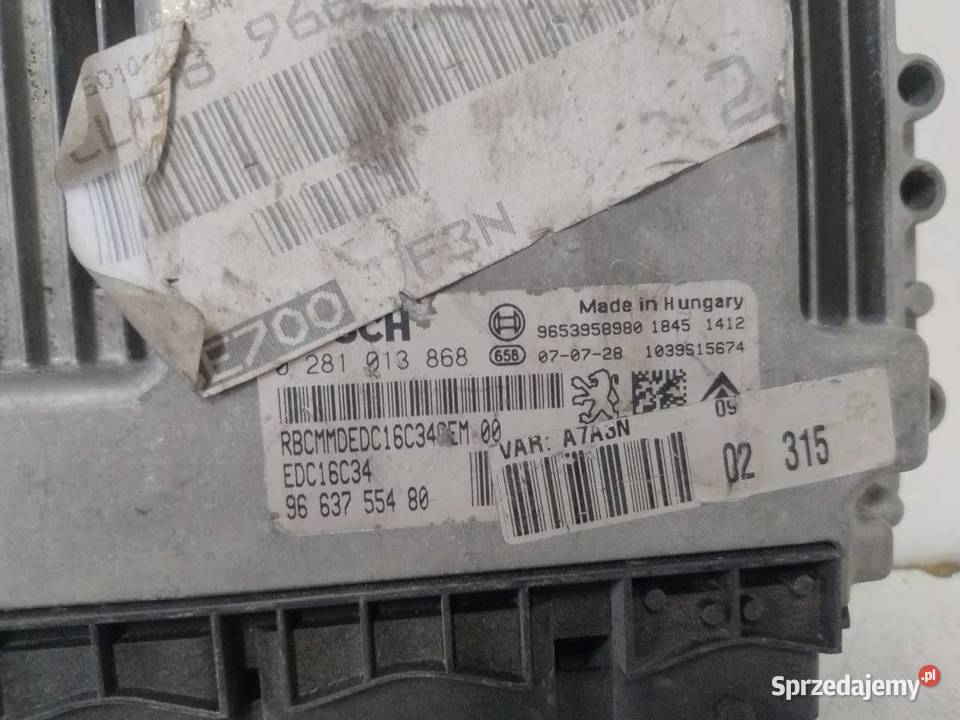 KOMPUTER SILNIKA PEUGEOT 207 16 HDI 9663755480 osobowe Motoryzacja sprzedam