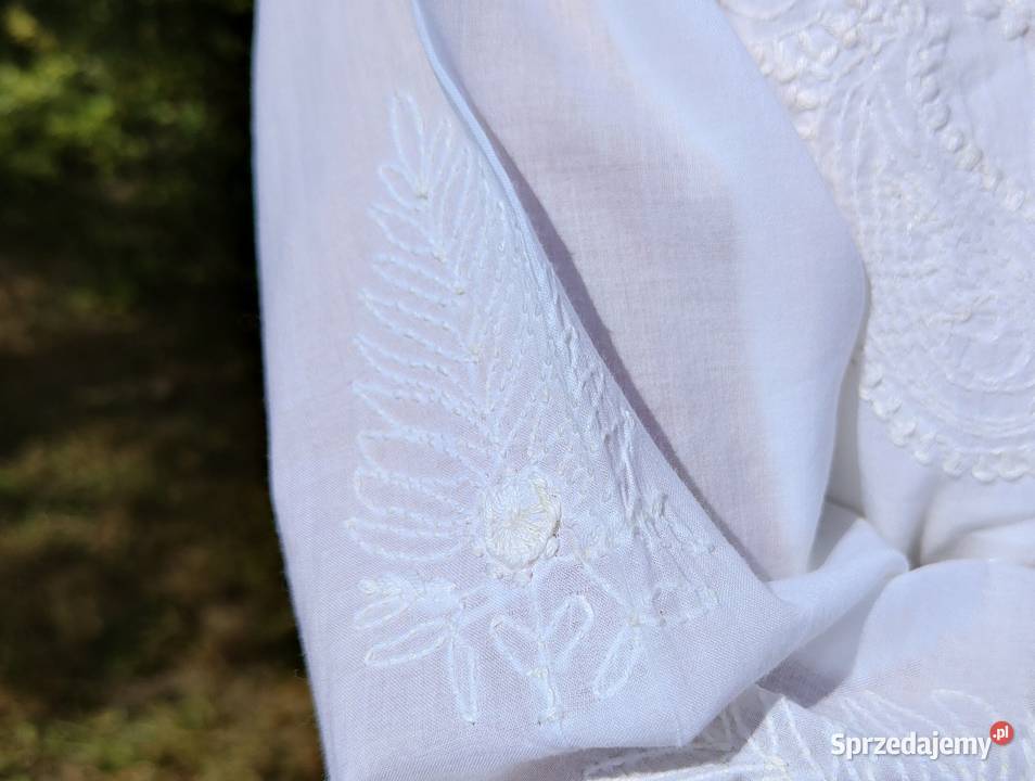 2 Biała tunika bawełniana M 38 haftowana haft Szczecin sprzedam