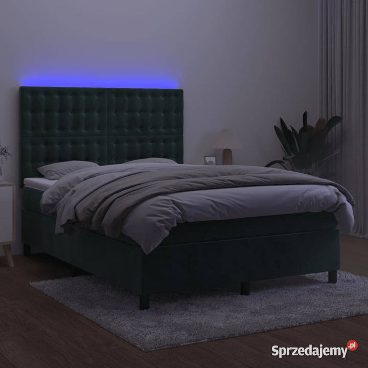 Łóżko kontynentalne z materacem i LED zielony 128cm Warszawa