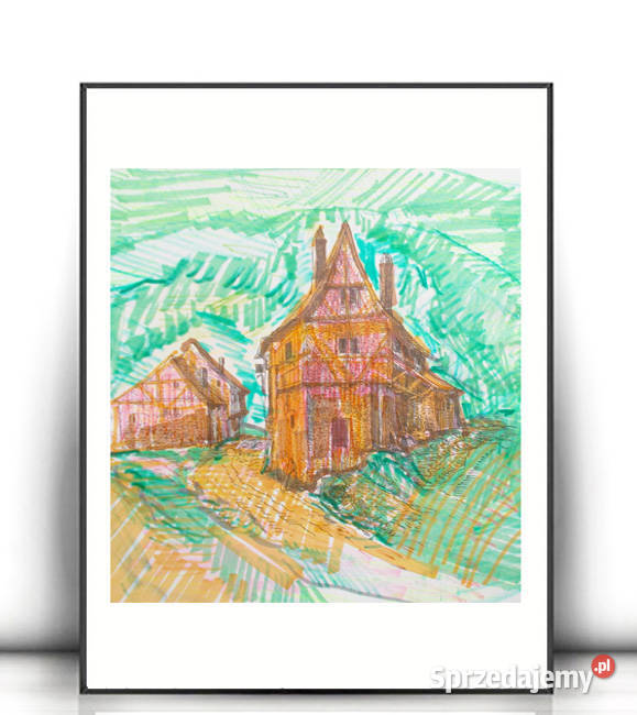 rustykalny plakat A4 wieś obrazek 21x30mały Plakaty Opole