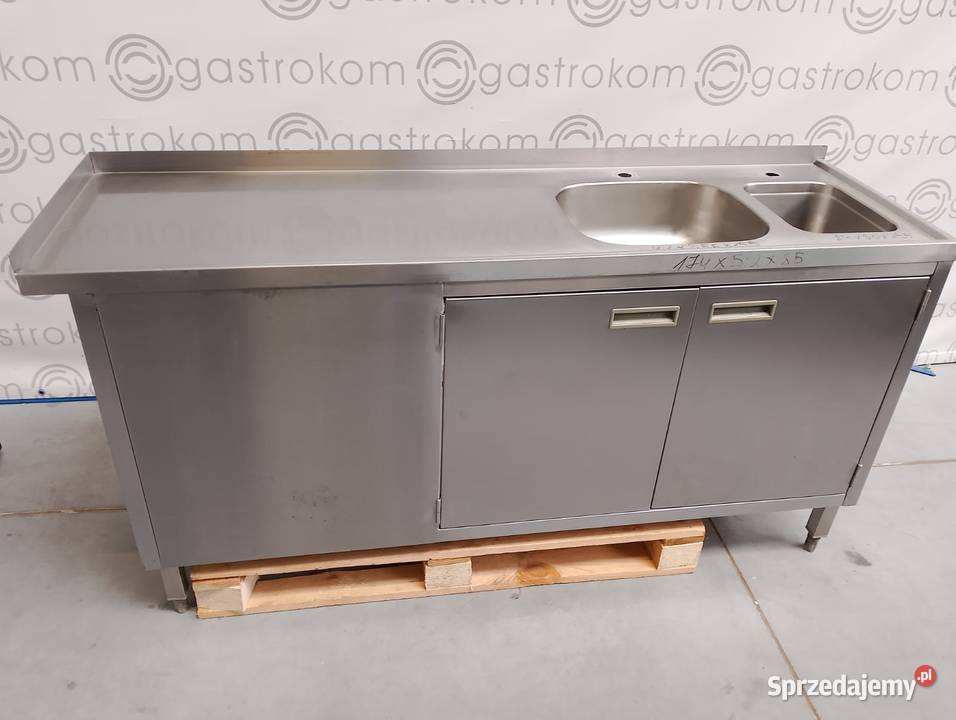 Stół z 2 zlewamiP drzwi otwierane 175x52x90 Wrocław