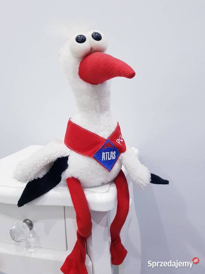 Pluszowa maskotka bociana Atlas Dąbrowa Górnicza