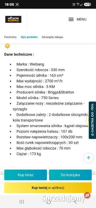 Wynajmę wertykulator rurkowy Otwock