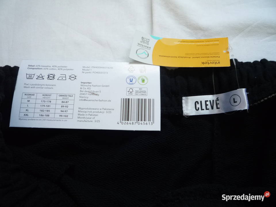 Nowe Cleve L Szorty męskie Czarne Krótkie czarny Odzież sportowa Szczecin