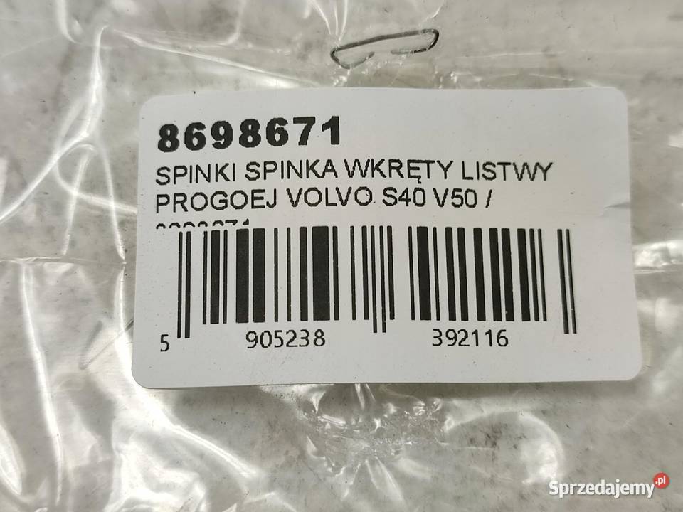 SPINKI WKRĘTY LISTWY PROGOWEJ VOLVO S40 V50