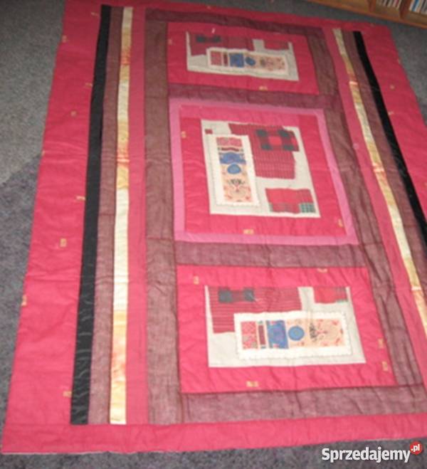 Bordowo malinowy patchwork narzuta Lublin