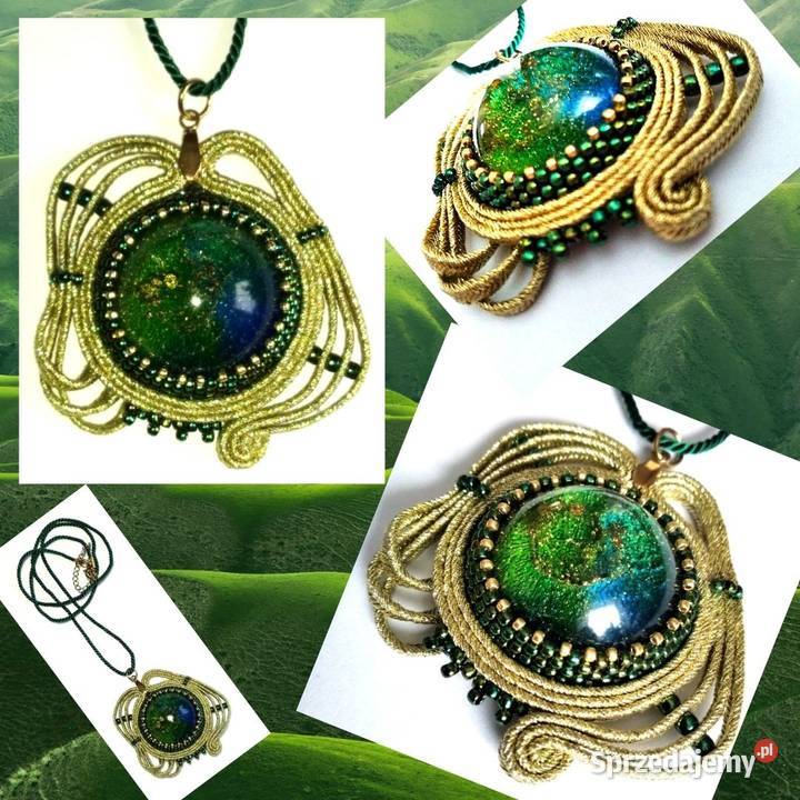 ZIELONOZŁOTY 2 WISIOR Z ŻYWICĄ SUTASZ Warszawa