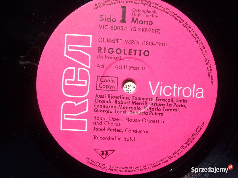 Klasyka LP VERDIRIGOLETTO 2 LP1965 dolnośląskie Wołów