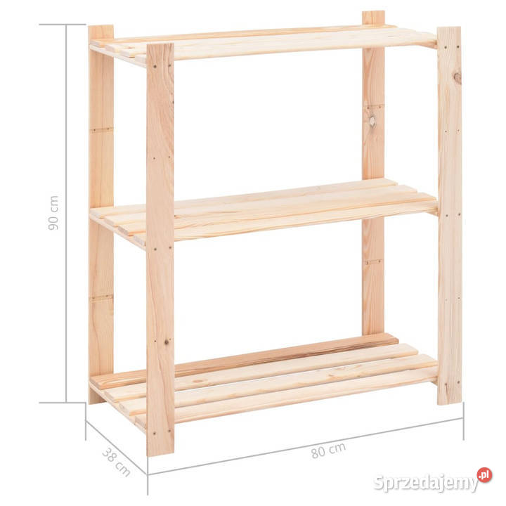 Regały z 3 półkami 2 80x38x90 sosna 150 Warszawa