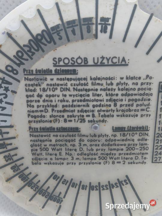 Tabela naświetlań do zdjęć dawne aparaty Warszawa sprzedam