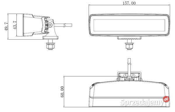 Lampa robocza LED prostokątna 30W 2880lm 1224V Kamionna
