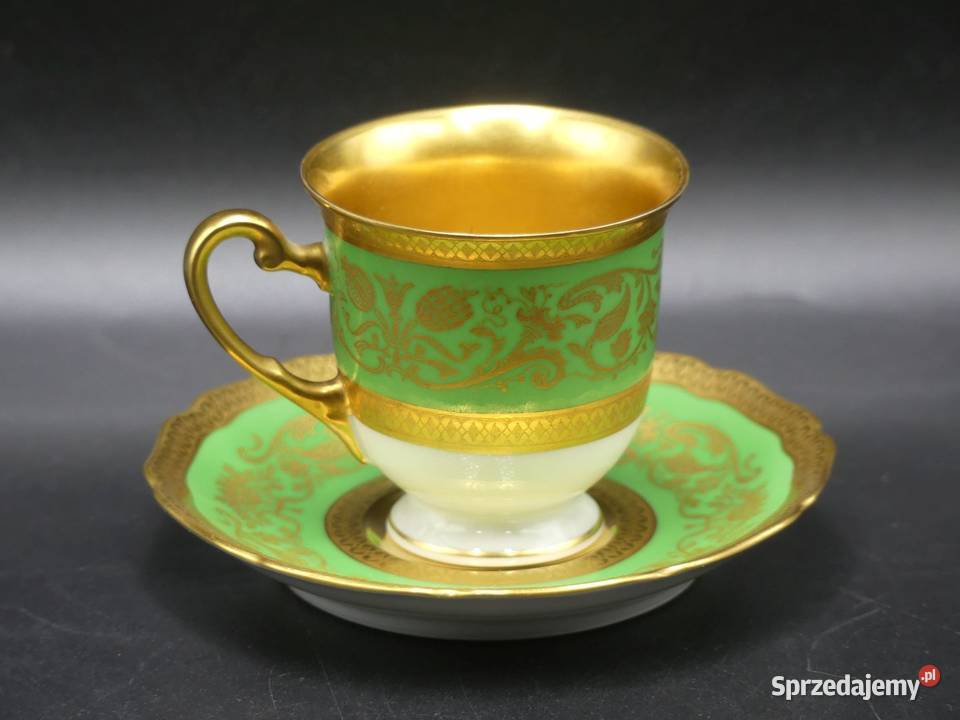 Zjawiskowa bogato złocona mokka Hutschenreuther Poznań