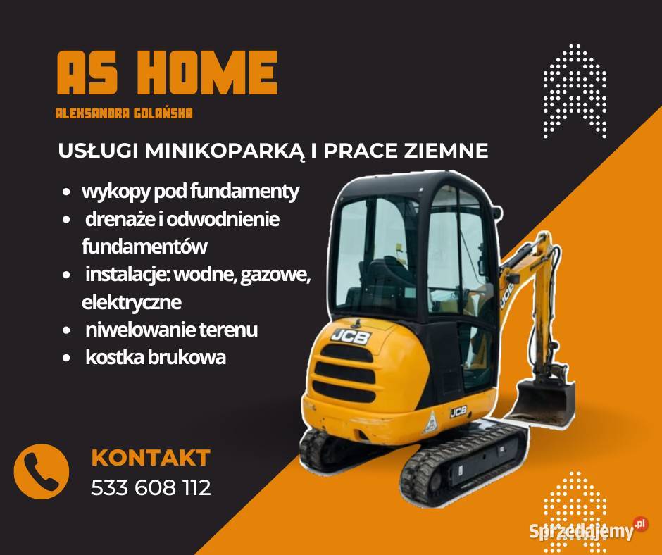 Usługa minikoparką prace ziemne Fundamenty i usługi murarskie Wadowice