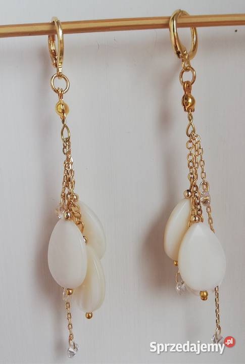 Kolczyki z mosiądzu pozłacane z masą perłową Poznań sprzedam