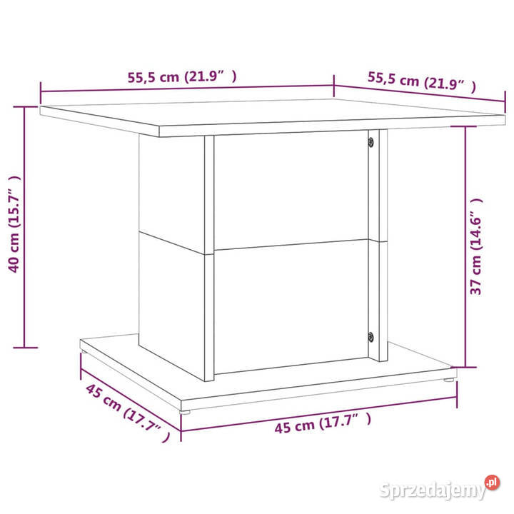 Stolik kawowy biały 555x555x40 materiał Warszawa