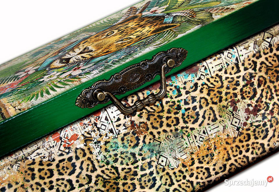 KUFEREK szkatułka drewniana JAGUAR AMAZONIA wielokolorowy Bydgoszcz