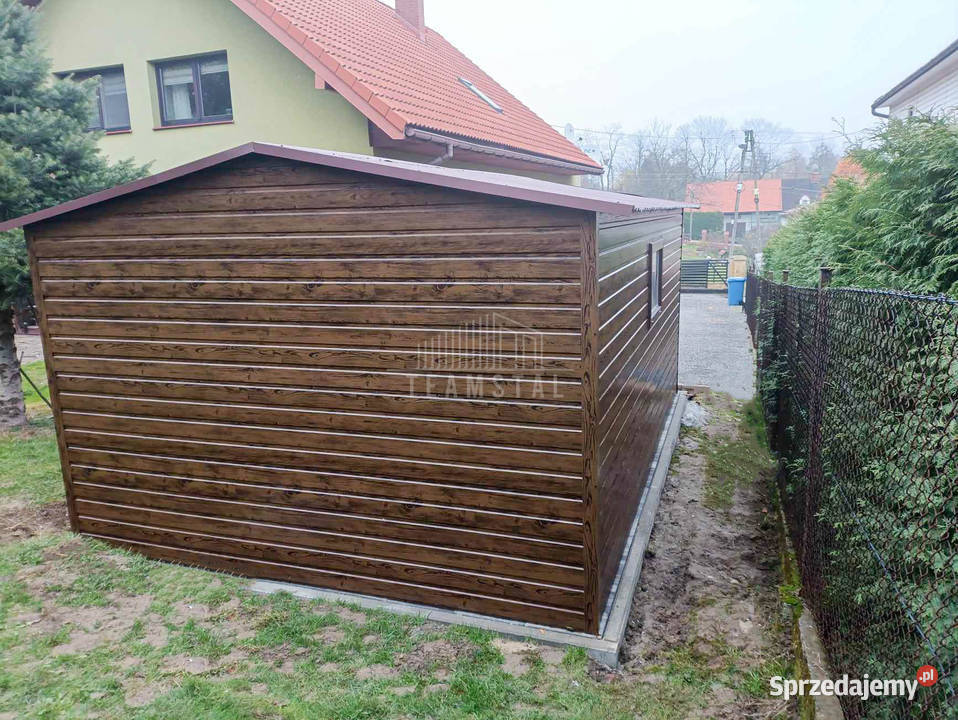 Garaż blaszany 4x6m Brama uchylna drzwi okno Szczecinek
