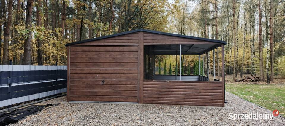 Garaż Blaszany z wiatą oblachowaną 65 Ciemny Kielce