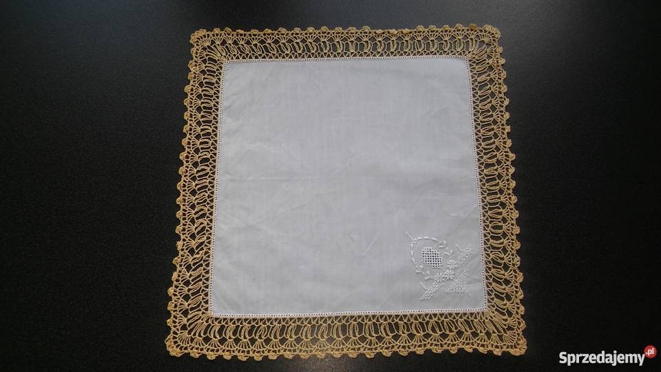 serwetkachusteczka bawełniana haft bogaty do biały sprzedam