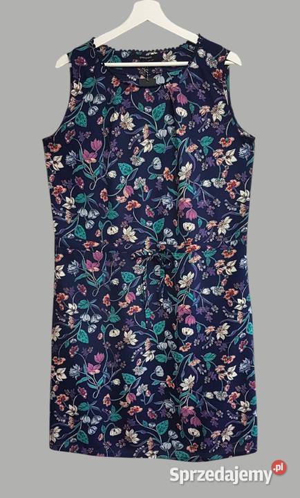 Damska sukienka niebieska w kwiaty na grubych Chrzanów