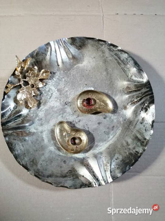Talerz podstawa ozdoba metal świecznik taca wielkopolskie Wyskoć