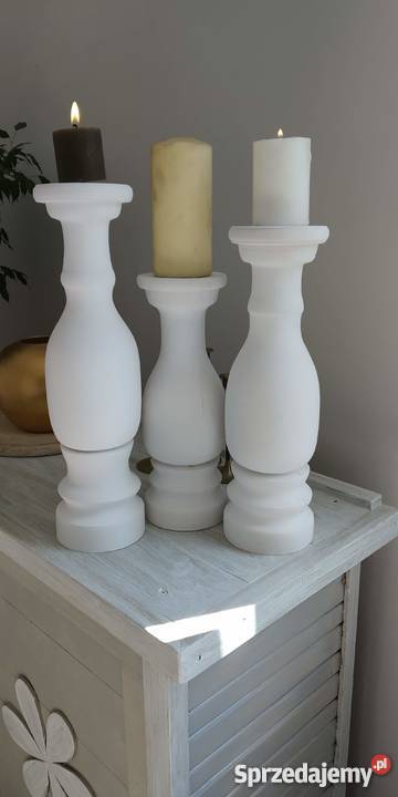 Świeczniki drewniane toczone rękodzieło toczenie Kalisz