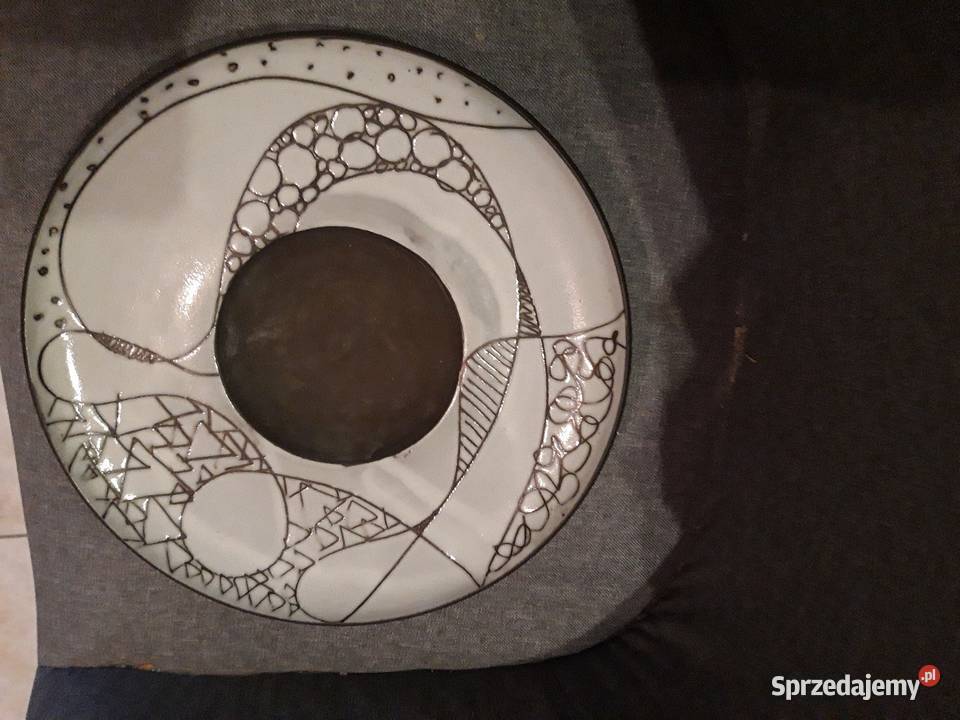Emaliowana dekoracyjna patera średnica 28 mazowieckie Warszawa