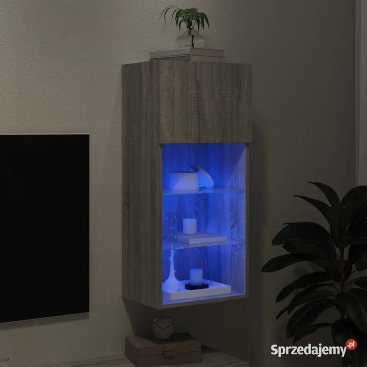 Szafka TV z LED szary dąb sonoma 405x30x90 Warszawa