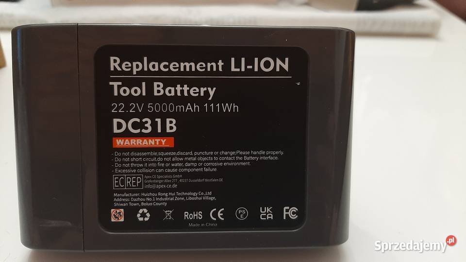 Akumulator LiIon DC31B 222V 50Ah 111Wh zamiennik Wrocław