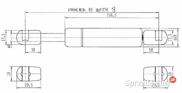 Sprężyna gazowa L276 mm 100N Stabilus CA273929 Kamionna