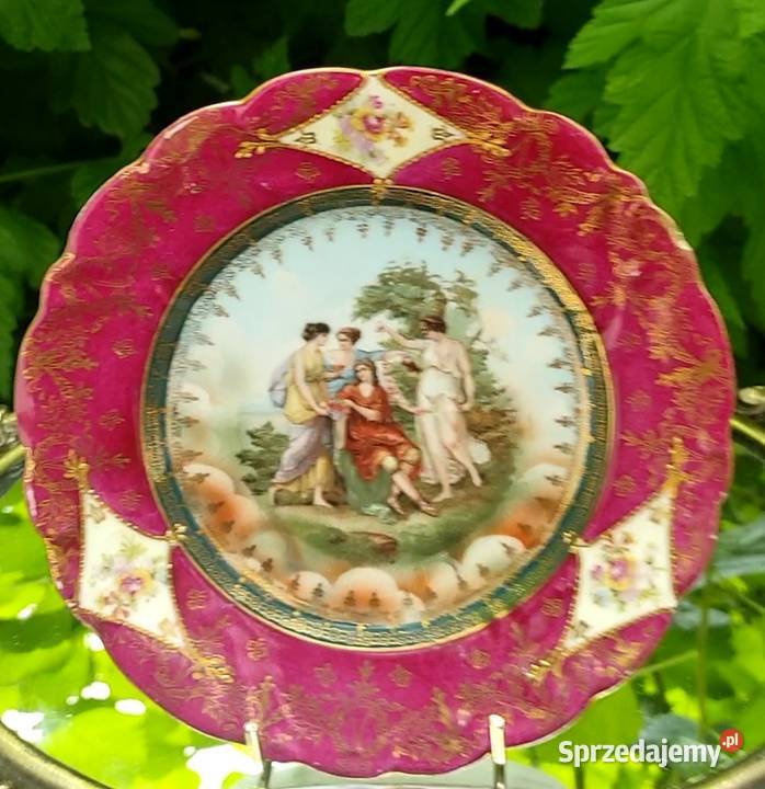 Antyczna patera ze scenką mitologiczną sygn Pabianice