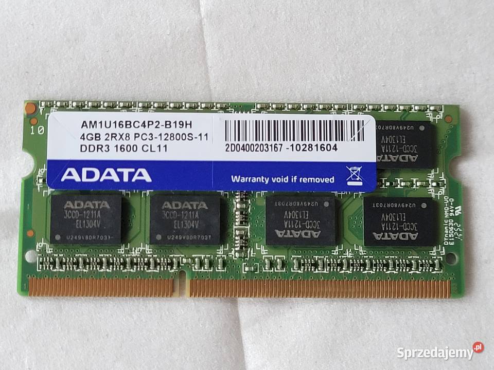 Adata 4GB RAM SODIMM DDR3 AM1U16BC4P2B19H Pamięci Poznań