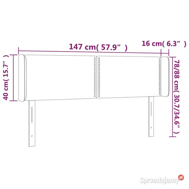 Zagłówek do łóżka z LED czarny 147x16x7888