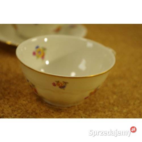 Porcelanowy zestaw śniadaniowy Drobne Kwiaty Antyki, Sztuka, Kolekcje