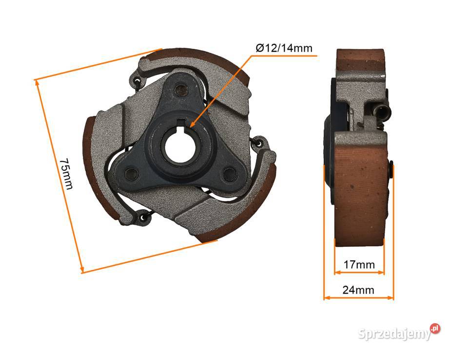 SPRZĘGŁO POCKET BIKE 3SZCZĘKOWE CZERWONE lubelskie