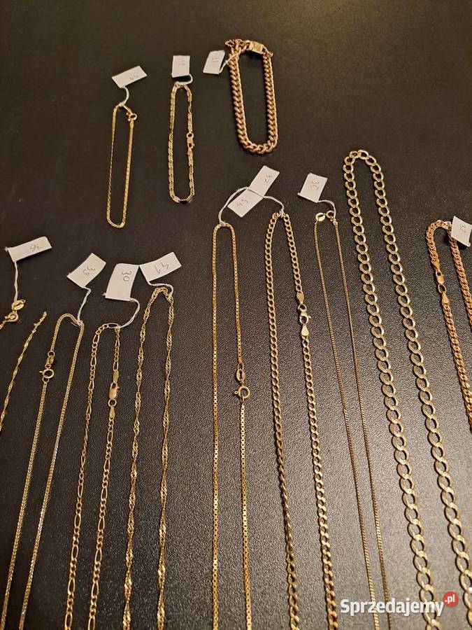 Złoto łańcuszki pierścionki pr585 350 gram Katowice