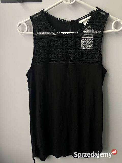 Czarna koszulka top koronka xs 34 hm czarny Topy i koszulki Toruń