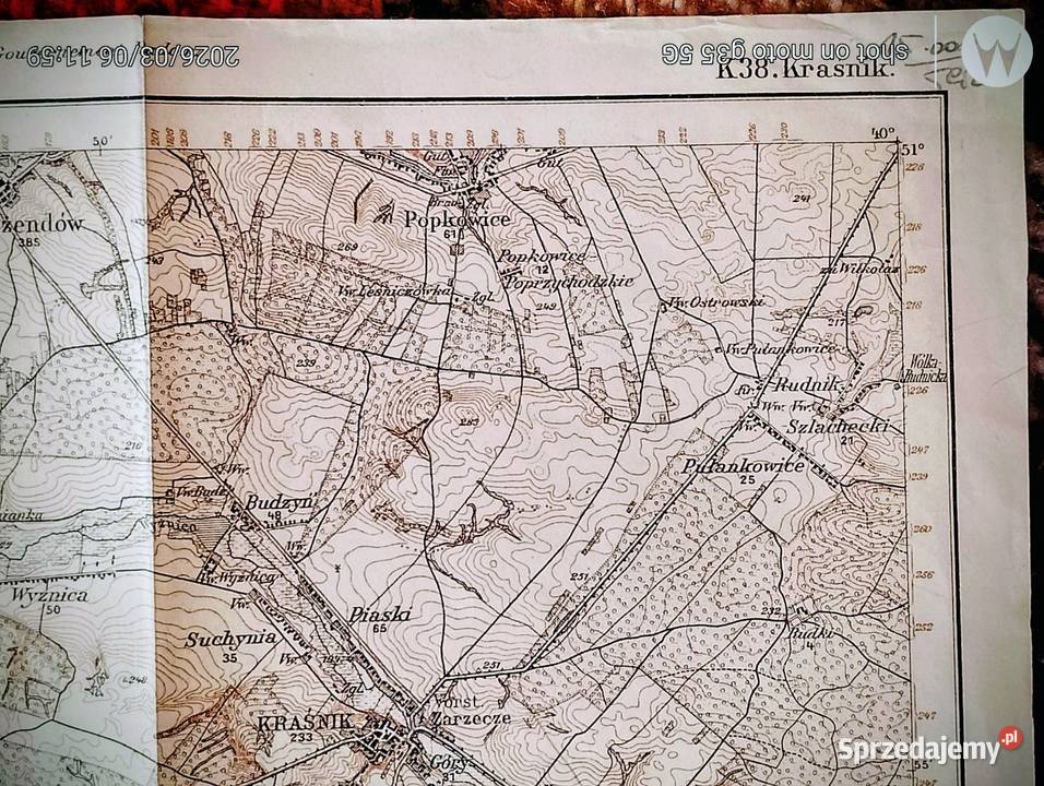 Pruska mapa sztabowa czasu wielkiej wojny lubelskie