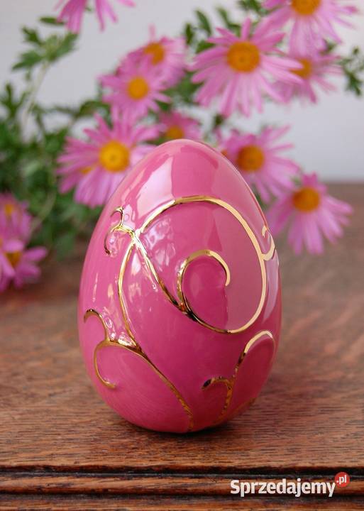 Jajo złocone ceramika Emaux de Longwy Francja Rękodzieło Lublin