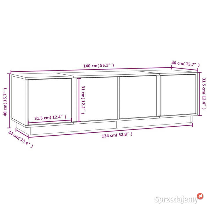Szafka pod telewizor biała 140x40x40 lite drewno Warszawa sprzedam