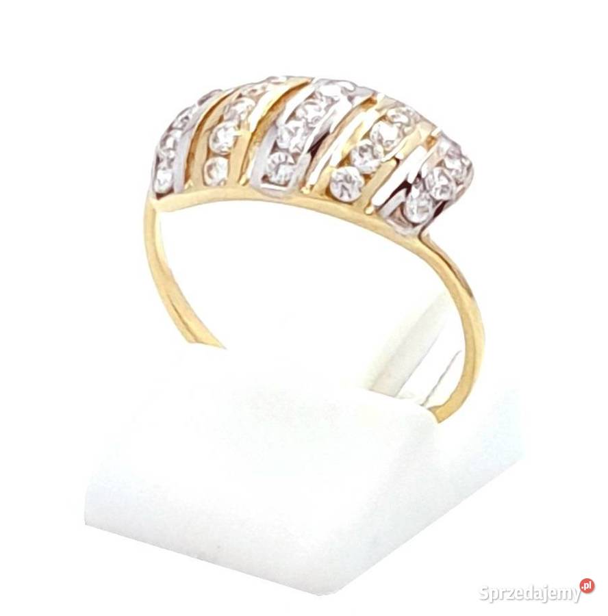 Pierścionek r17 Złoty pr333 z kamieniami Z328 Poznań
