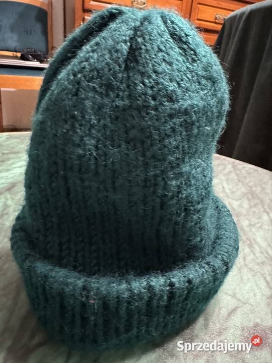 Czapka damska z alpaki zielona handmade Polska Dla kobiet
